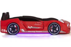 Дитяче ліжко машина Mustang Full Extra Red 190х90 см з підсвічуванням, музикою, шкіряний салон, пультом